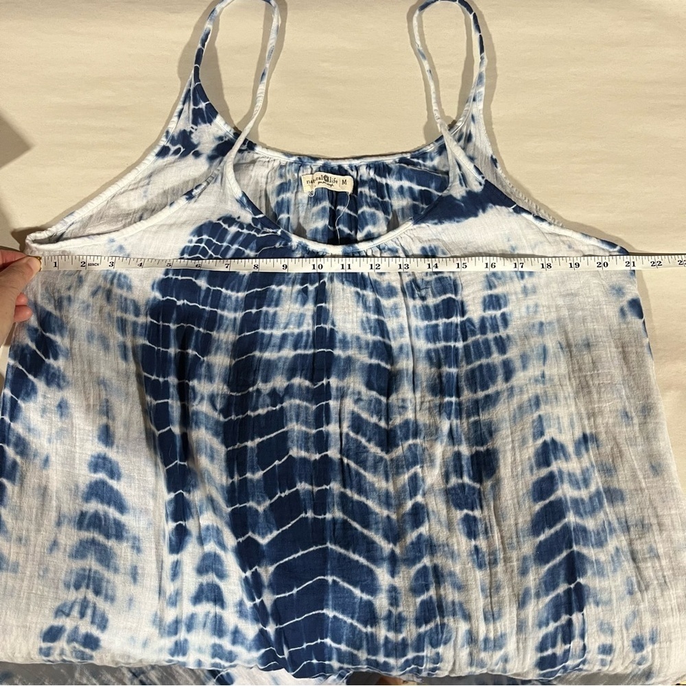 NATURAL LIFE Blue Tie-Dye Maxi Dress 100% Cotton Crinkle Gauze Boho - Picture 8 of 10